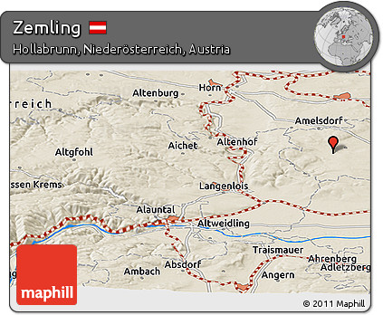 Shaded Relief Panoramic Map of Zemling