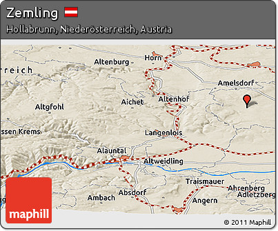Shaded Relief Panoramic Map of Zemling