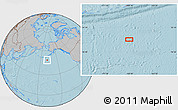 Gray Location Map of the area around 48° 30' 27" N, 168° 13' 29" W, hill shading