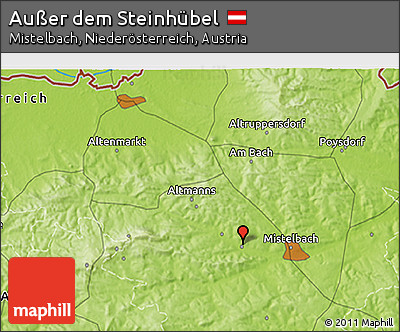 Physical 3D Map of Außer Dem Steinhübel