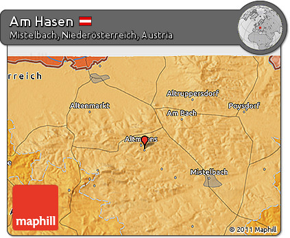 Political 3D Map of Am Hasen