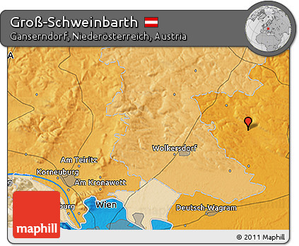 Political 3D Map of Groß-Schweinbarth