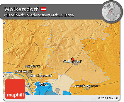 Political 3D Map of Wolkersdorf