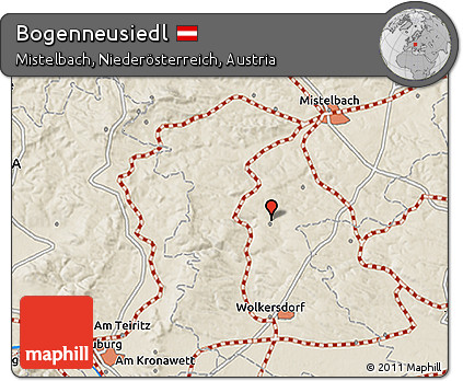 Shaded Relief 3D Map of Bogenneusiedl