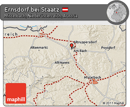 Shaded Relief 3D Map of Ernsdorf Bei Staatz
