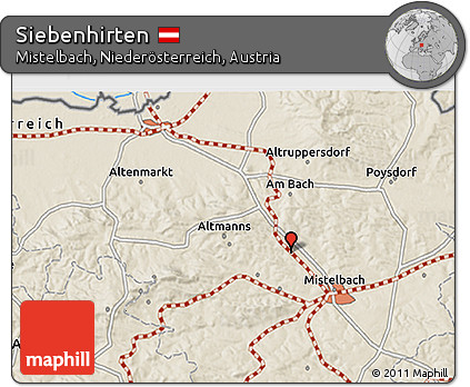 Shaded Relief 3D Map of Siebenhirten