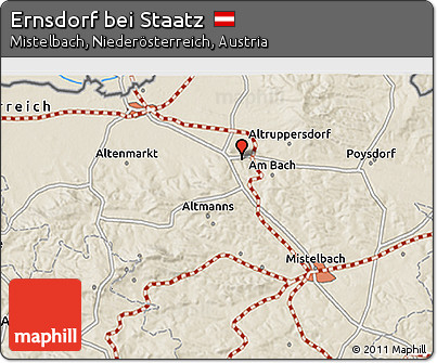 Shaded Relief 3D Map of Ernsdorf Bei Staatz