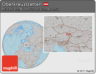 Gray Location Map of Oberkreuzstetten, hill shading