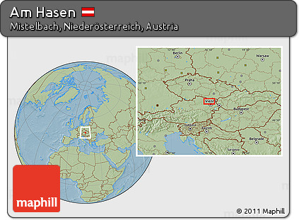 Savanna Style Location Map of Am Hasen, hill shading