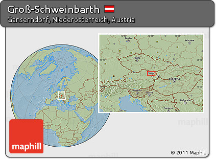 Savanna Style Location Map of Groß-Schweinbarth, hill shading