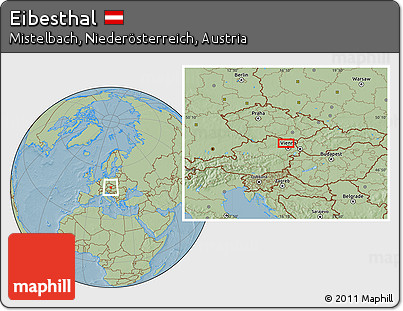 Savanna Style Location Map of Eibesthal, hill shading