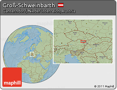 Savanna Style Location Map of Groß-Schweinbarth, hill shading