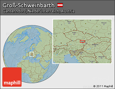 Savanna Style Location Map of Groß-Schweinbarth, hill shading
