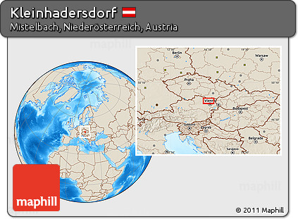 Shaded Relief Location Map of Kleinhadersdorf