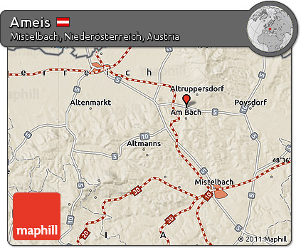 Shaded Relief Map of Ameis