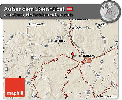 Shaded Relief Map of Außer Dem Steinhübel