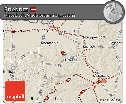 Shaded Relief Map of Friebritz