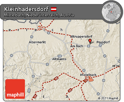 Shaded Relief Map of Kleinhadersdorf