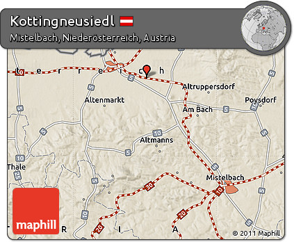 Shaded Relief Map of Kottingneusiedl