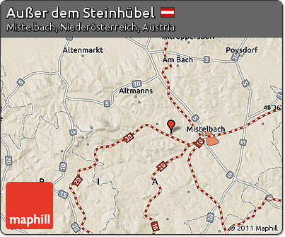 Shaded Relief Map of Außer Dem Steinhübel