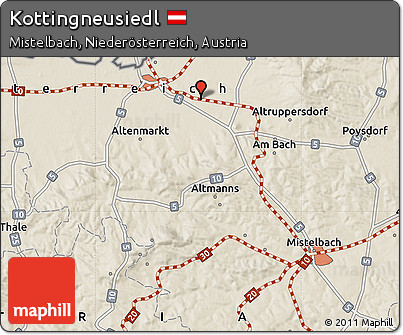 Shaded Relief Map of Kottingneusiedl