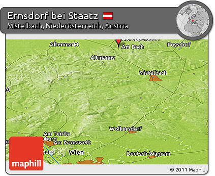 Physical Panoramic Map of Ernsdorf Bei Staatz