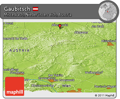 Physical Panoramic Map of Gaubitsch
