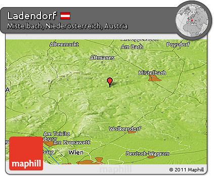 Physical Panoramic Map of Ladendorf