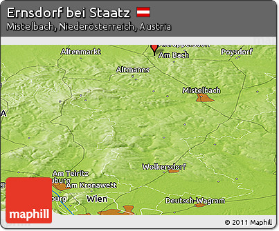 Physical Panoramic Map of Ernsdorf Bei Staatz