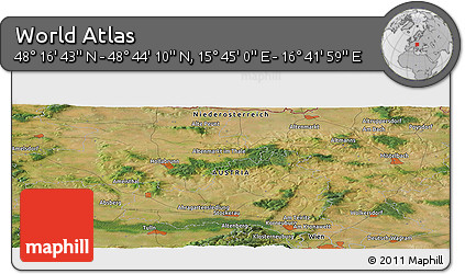 Satellite Panoramic Map of the Area around 48° 30' 27" N, 16° 13' 30" E
