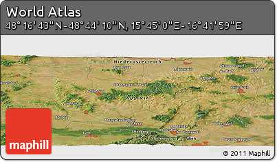 Satellite Panoramic Map of the Area around 48° 30' 27" N, 16° 13' 30" E