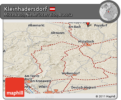 Shaded Relief Panoramic Map of Kleinhadersdorf