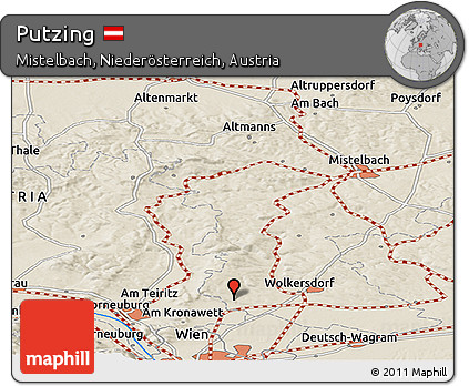 Shaded Relief Panoramic Map of Putzing