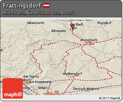 Shaded Relief Panoramic Map of Frättingsdorf