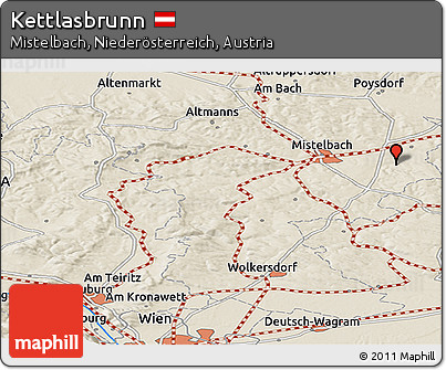 Shaded Relief Panoramic Map of Kettlasbrunn