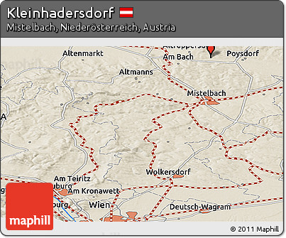 Shaded Relief Panoramic Map of Kleinhadersdorf
