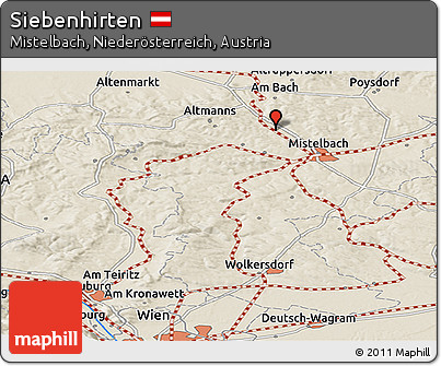 Shaded Relief Panoramic Map of Siebenhirten
