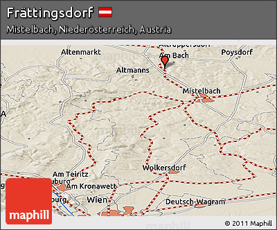 Shaded Relief Panoramic Map of Frättingsdorf