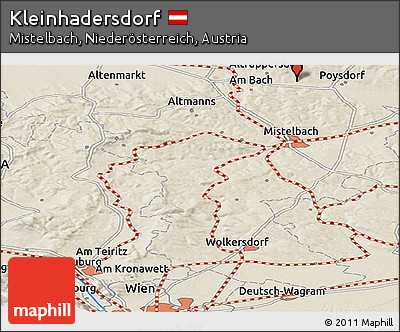 Shaded Relief Panoramic Map of Kleinhadersdorf