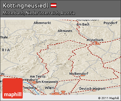 Shaded Relief Panoramic Map of Kottingneusiedl