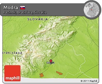 Physical 3D Map of Modra