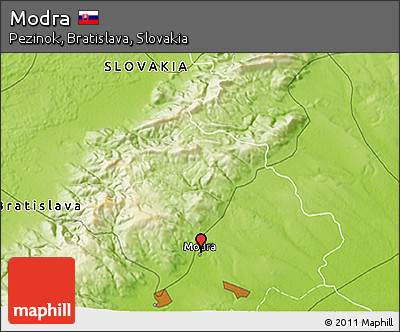 Physical 3D Map of Modra