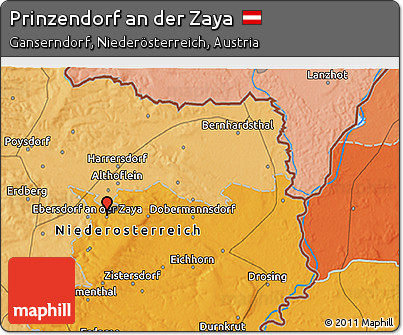 Political 3D Map of Prinzendorf An Der Zaya
