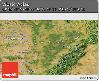 Satellite 3D Map of the Area around 48° 30' 27" N, 17° 4' 30" E