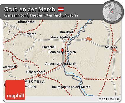 Shaded Relief 3D Map of Grub An Der March