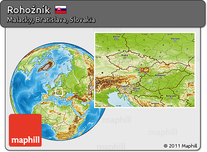 Physical Location Map of Rohožník