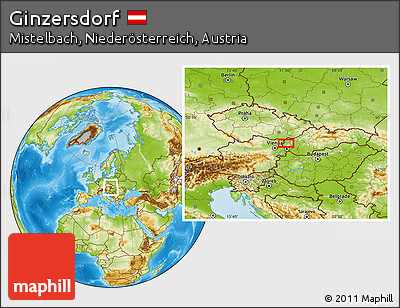 Physical Location Map of Ginzersdorf