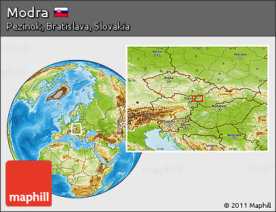 Physical Location Map of Modra