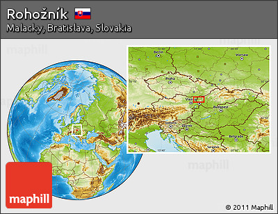 Physical Location Map of Rohožník