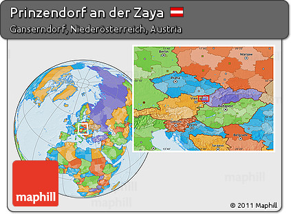 Political Location Map of Prinzendorf An Der Zaya